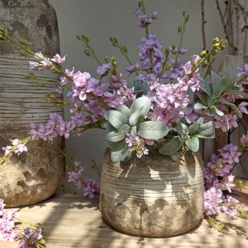 SunMade 럭셔리 3 포크 고깔 실크 꽃 정원 장식 생활 방식 플로레스 Artificales 화이트 Flore
