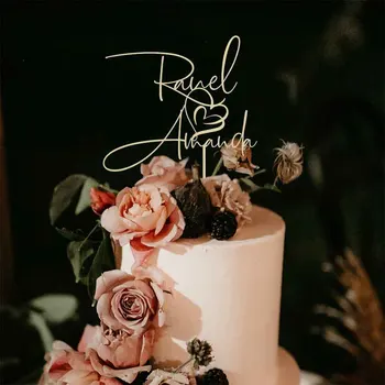 사용자 정의 개인 소박한 결혼식은 부부는 이름 케이크 상품과 날짜 및 심 Paty 주년의 신부와 신랑이 케이크 상품