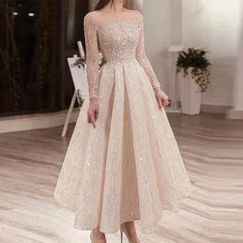 2023 새로운 여름 패션 섹시한 호리호리한 적합 시퀸 드레스 솔리드 컬러는 긴 소매한 중 드레스 여성 파티에 대 한