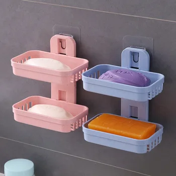 비누 상자 벽 Zeep Houder 샤워기 비누 트레이 홀더에 대한 욕실 더블 레이어 저장 바구니 비누 선반 선반 주방 도구