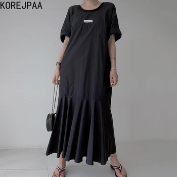 Korejpaa 여성 복장 2021 년 한국의 패션 세련된 다양한 오 목자 스티커 디자인은 다 비어 풀 Fishtail Vestidos