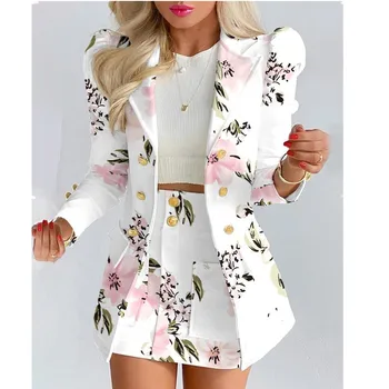 Cacocala2023 봄 가장 긴-솔리드 컬러는 여성상용 소형 스커트는 두 개의 조각 여성 재킷