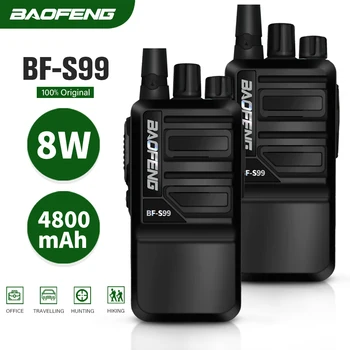 새로운 두 가지 방법으로 햄 라디오 Baofeng BF-S99 8W4800mAh 휴대용 소형 워키토키 400-470MHz UHF 라디오 FM 송수신기 USB 급속 충전