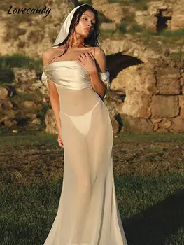 섹시한 슬래 목에 메시 깎아 지른듯한 긴 드레스 여성 Shouder 끈이 없는 한 걸음 Vestidos 여름 해변 휴가 패션 드레스