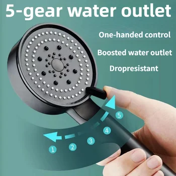 5 가지 모드 샤워 헤드를 조정가능한 고압 물을 절약 샤워기 물씬 풍기는 머리에 대한 욕실 액세서리