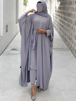 Eid2 조각 Abaya 일치하는 무슬림 세트의 히잡 드레스 오픈 응용 프로그램은 여성을 위한 터키 두바이 짧은 안 드레스 아프리카 이슬람