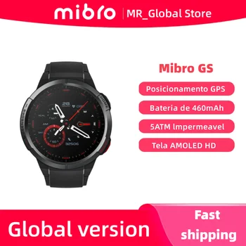 글로벌 버전 Mibro GS 스마트 워치 460mAh 배터리 AOD1.43 인치 AMOLED 화면 5ATM 방수 스포츠 GPS 위치 똑똑한 시계