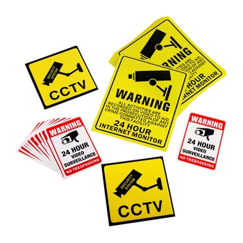 10 개/많은 벽 스티커 24 시간 비디오 카메라 시스템에 경고 표시 벽 감시 모니터링 데칼 공용 구역 보안