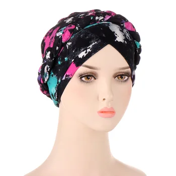 2022 년 뜨거운 판매하 모자 모자 스타일 아프리카 이슬람 터 헤어 액세서리 패션성을 인쇄 꼰 두건 Headwear