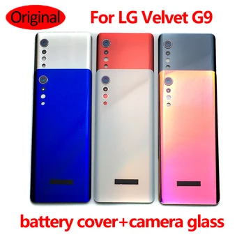 원래를 위해 LG G9 배터리 커버 케이스에 대한 LG 벨벳 G9 4G G910 5G G900 주택 후면 도어 패널 섀시 뚜껑 스티커