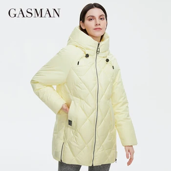 GASMAN2022 재킷 겨울 컬렉션 패션 솔리드 스탠드업 여성 칼라 코트 우아함을 두건이 있는 여성의 재킷 8198