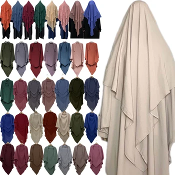 스카프 히잡 여성 솔리드 컬러를 착용 할 준비가 긴 Khimar 두바이에는 터키 이슬람교류 이슬람 머리도 의복 헤드 커버