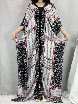 새로운 스타일의 이슬람 Abaya 오버사이즈프리카 여성 의류 두바이 Dashiki 섹시 표범 인쇄 캐주얼 긴 꽃 드레스 드레스티