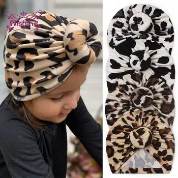 Nishine 새로운 여자 아기 인쇄 표범 모자와 라운드 공 센터는 신생아 소라 캡 어린이 모자 아이 Headwear 품
