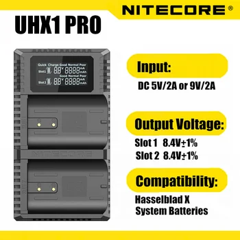 Nitecore UHX1 프로 카메라 충전기 듀얼 슬롯 여행에 대한 Hasselblad X 시스템 배터리 호환되는 모델:X1D50C,X1D II50C