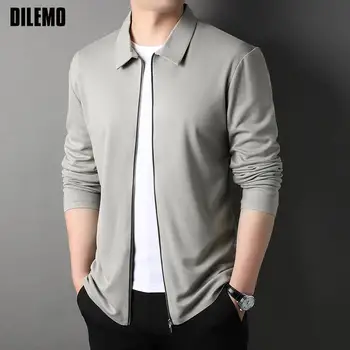 DILEMO 재킷은 남자 최고급 새로운 디자이너 브랜드 라펠 캐주얼퍼 패션 외투 한국 스타일의 솔리드 컬러 남성 의류