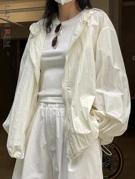 [LANMREM]2023 여름 겨울 새로운 재킷 단단한 한국어 Versioin 지퍼 카디건 긴 소매 캐주얼한 느슨한 여성 얇은 코트 26D2885