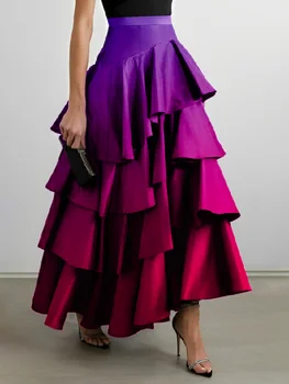 Yeezzi 여성 패션 컬러일론 인 우아한 라인 스커트 2023 여름 높은 파티 저녁 긴 치마는 여성