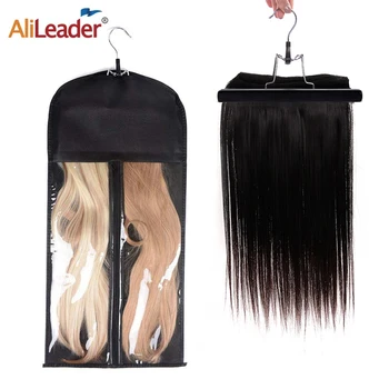 Alileader 저렴한 4 개의 색깔 휴대용 가발 가방 옷걸이와 가발 스토리지 가방 팩을 위한 홀더 Virgin 머리 씨실 클립 머리 연장