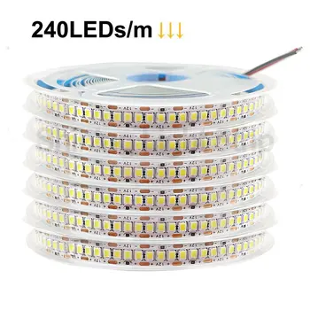 DC5V/12V Led 스트립 빛 2835 5m 백색 LED 스트립 테이프 60/120/240leds/m 다이오드 램프는 가벼운 스트립 주방 가정 장식 TV Ledstrip