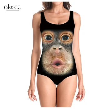 CLOOCL 최신 패션 동물의 재미 원숭이의 3D 프린트 원피스 수영복 여자 수영 수영복 민소매 섹시한 수영복