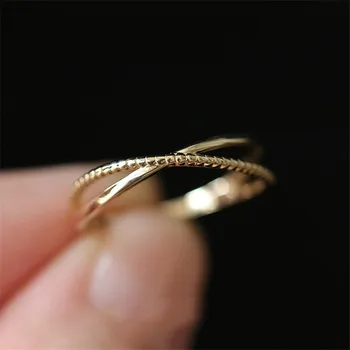 925 스털링 실버 도금 14 골드 간단한 선 반지는 여자를 위해 한국 패션 기질이 일상의 보석 액세서리