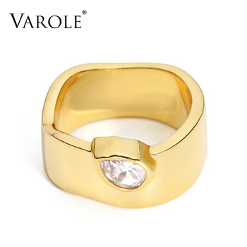 VAROLE 펑크 링 골드 컬러 큰 CZ 간단한 손가락 반지를 위한 여성의 미니멀한 패션 보석 선물