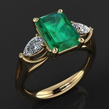 HOYON14k 녹색 에메랄드 반한 여자 Bague Diamant Bizuteria 링 드는 순수한 에메랄드 보석 반지는 암컷