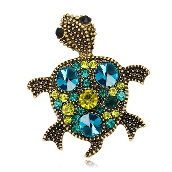 빈티지 거북이 브 로치 핀 패션 여자의 크리스탈 거북이는 핀 브로치 보석 선물