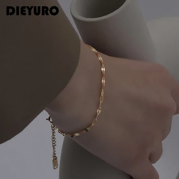 DIEYURO316L 스테인레스 스틸 반짝 반짝이는 금속 팔찌 2021 년 새로운 패션이 절묘한 손 보석의 크리스마스 선물