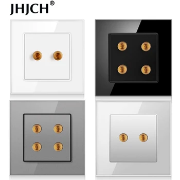 JHJCH-벽면 장착형 오디오 소켓 접속점 상자 스피커 출력 강화 유리 결정판,검정,백색,회색