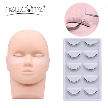 NEWCOME 교육 Handmade 가짜 속눈썹 연 실리콘 모델 머리에 초보자 훈련 설정을 연습 속눈섭 연장 도구
