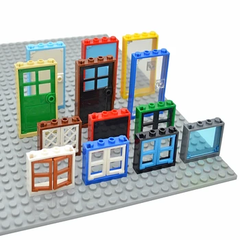 MOC 두꺼운 창문 프레임 빌딩 블록 벽돌 1x4x6 교육의 창의적인 호환 60596 60616 60593 아이를위한 장난감