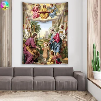 거룩한 가족의 벽 장식 태피스트리는 예수님이 중세 DecorationChrist 거실을 위한 침실 빈티지부 부활절 벽화 Aesthetic