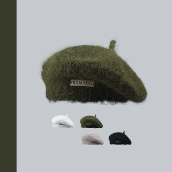 일본어 모헤어 철 표준 니트 Berets 가을과 겨울 봉제는 화가 모자는 모든 일 귀여운 솔리드 컬러 2023 여자의 모자