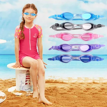 어린이 야외 수영 고글 HD 플레이트 방수 실리콘 반대로 안개 자외 수중 PC 경