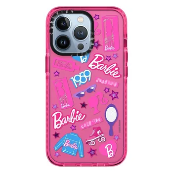 바비는 휴대 전화는 귀여운 분홍색 사랑의 경우 하트 모양 아이폰 14 13 12 11 프로 최대 mini X XR XS SE 실리콘 재질 비-슬
