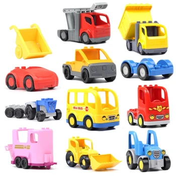 큰 빌딩 블록 차량을 전송속품 엔지니어링 로드스터 버스에 호환 Duplos 트랙터 차 모델는 어린이 장난감 선물