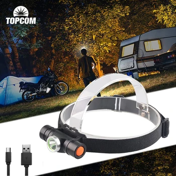 TOPCOM2-모드 USB 헤드램프 CREE XM-L2 10W LED 헤드라이 높은 전력 야 머리 토치는 사냥을 위한 캠핑
