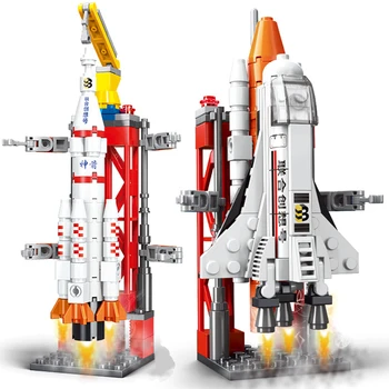 우주 왕복 항공 우주선 운반 로켓 MOC 빌딩 블록 벽돌 고전적인 모델은 아이들을위한 장난감 선물