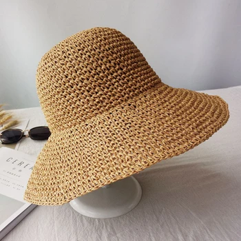 2019 년 여름 패션 여자 밀짚 모자 여자 여름의 태양은 모자 챙 캡 파나마 스타일을 양동이 모자 밀짚 모자 비치 옥외 모자 여자 모자