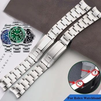 904L 금속 Watchbands 에 대한 Rolex SUBMARINER 데이토나 남자 접히는 버클 시계 스트랩 20mm21mm 솔리드 스테인리스 시계 팔찌