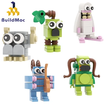 BuildMoc 미니 버전 내 노래하는 코러스는 빌딩 블록을 세운 노래는 괴물 수치 벽돌 DIY 장난감한 어린이 생일 선물