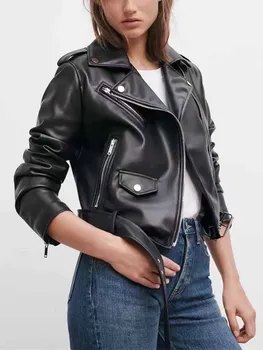 여자 2023 새로운 패션이 인공 가죽 재킷 빈티지 긴 여성 겉옷 세련된 Overshirt