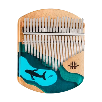 Hluru17/21 키 Kalimba 바다의 푸른 고래와 해파리 패턴인 디자인 평판지 악기를 악 생일 선물