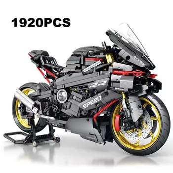 기술 검은 오토바이 S1000RR 빌딩 블록 모델에 1:5 크기 차량 모 벽돌 MOC 기관자전차 경주 자동차 소년이 장난감 선물