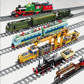 KAZI High-Tech 창조적 인 도시의 기차역 철도 트랙 전원 기능 블록 벽돌 DIY 아이의 열차는 어린이 장난감 선물
