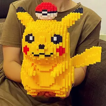 5210 입자 포켓몬 애니메이션 Pikachu 다이아몬드 마이크로 빌딩 블록 게임 모델 Mini 벽돌 그림 감압 장난감 선물