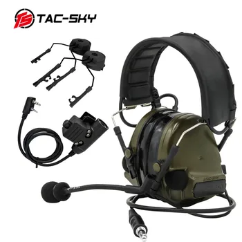 TAC-하늘 전술 헤드폰 COMTAC III 청각 보호 헤드폰을 취소하는 소음과 U94PTT 크 마 어댑터