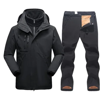 스키 남자를 위한 두껍게 따뜻한 방수 재킷 및 바지 겨울 스노우보드 눈 코트 야외 스키 캠핑 바지
